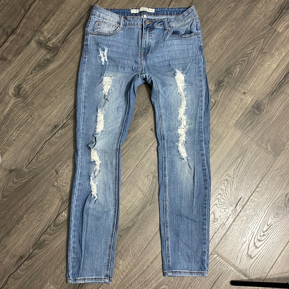 I&M Jeans Mens Mid rise Distressed Blue Denim Jeans Size 13